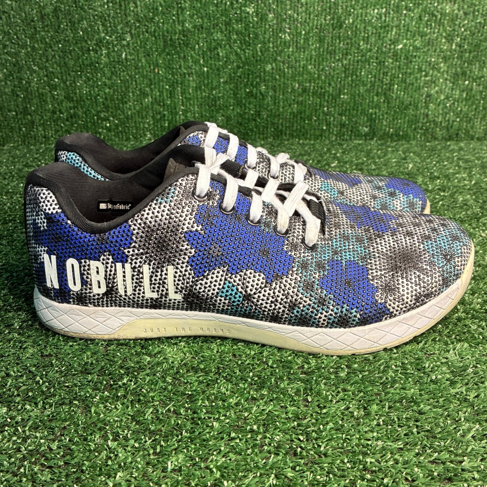NOBULL Superfabric Trainer Floral Print Athletic Shoes Blue Womens 12 Mens 10.5